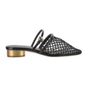 Salvatore Ferragamo Mules i mesh och läder med Gancini-detalj Black, D...