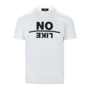 Dsquared2 Vit Bas Ribbad Krage T-shirt White, Herr