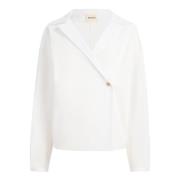 Khaite Vit Bomull Wrap Blazer White, Dam