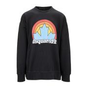 Dsquared2 Grafiskt Logo Sweatshirt med Ribbad Krage Black, Herr