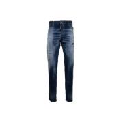 Dsquared2 Mäns Knapp Jeans med Distressed Detaljer Blue, Herr