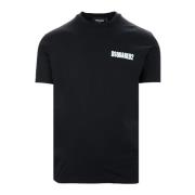 Dsquared2 Svart Oversized T-shirt med Ribbad Krage Black, Herr