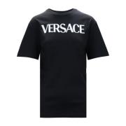 Versace Grafiskt Tryck Bomull T-shirt Black, Dam