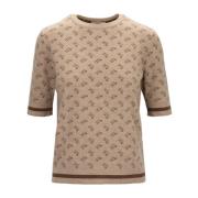 Herno Metallic Logo T-shirt för kvinnor Beige, Dam