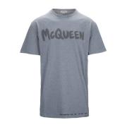 Alexander McQueen Herr Crew Neck Bomull T-shirt Gray, Herr