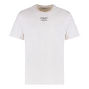 Golden Goose Ribbstickad T-shirt med Rund Hals i Bomull White, Herr