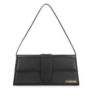 Jacquemus Lång läderväska med lockstängning Black, Dam