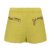 Elisabetta Franchi Guld Metall Dragkedja Krok Shorts Yellow, Dam