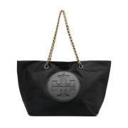 Tory Burch Ella Chain Tote Väska Black, Dam