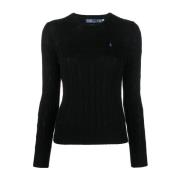 Polo Ralph Lauren Svart Broderad Logotyp Crewneck Tröja Black, Dam