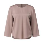 Luisa Cerano Satin-Crêpe Blus med Modern Design Brown, Dam