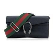 Gucci Läder Axelväska Magnetknapp Black, Dam