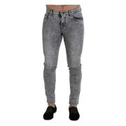 Dolce & Gabbana Chic Slim Fit Grå Denim Jeans Gray, Herr