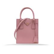 Prada Kvinnors Saffiano Läder Axelväska Pink, Dam