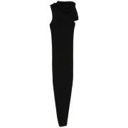 Rick Owens Svart Ärmlös Klänning med Draperad Ringning Black, Dam