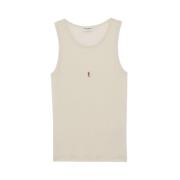 Saint Laurent Broderad Ull Tank Top Beige, Dam