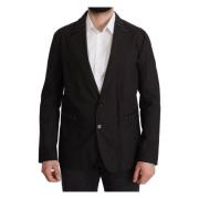 Dolce & Gabbana Elegant Svart Blazer i Bomull-Ull Blandning Black, Her...