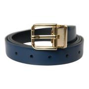 Dolce & Gabbana Elegant blå läderbälte med metallspänne Blue, Herr