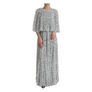 Dolce & Gabbana Polka Dot Maxi Klänning Elegant Stil White, Dam