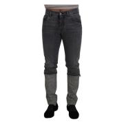 Dolce & Gabbana Elegant grå rutig denim skatt Gray, Herr