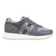 Hogan Glitter Sneakers med Mockadetaljer Gray, Dam