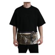 Dolce & Gabbana Leopard Print Elegant T-Shirt Black, Herr