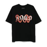 Amiri Svart Logo Print Crew Neck T-shirt Black, Herr