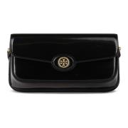 Tory Burch Svart Axelväska Robinson Spazzolato Black, Dam