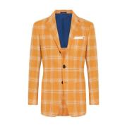 Kiton Rutig Cashmere Blend Blazer Orange, Herr