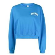 Sporty & Rich Logotryckt Cropped Sweater Blue, Dam