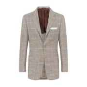 Kiton Handgjord Glen Plaid Ylleblazer Multicolor, Herr