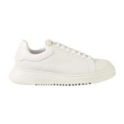 Emporio Armani Läder Sneakers med Gummisula White, Herr