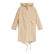 Jil Sander Bomullsparkas med huva Beige, Dam