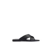 Kazar Svarta Läder Casual Slides Black, Herr