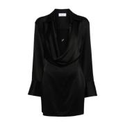 Blumarine Elegant Nero Satinklänning Black, Dam