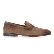 Santoni Beige Mocka Loafer Goodyear Konstruktion Beige, Herr