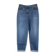 Elisabetta Franchi Dragkedja Knapp Utsvängda Jeans Blue, Dam