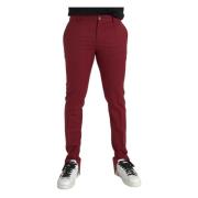 Dolce & Gabbana Röda ull Slim Fit Klänning Byxor Red, Herr