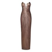 Maria Lucia Hohan Brun Silke Tulle Maxi Klänning Brown, Dam