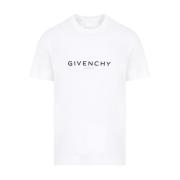 Givenchy Vit Bomull T-shirt med Svart Logotyp White, Herr