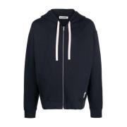 Jil Sander Dragkedja Hoodie Sweatshirt Blue, Herr