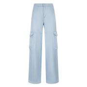 Gcds Blå Satin Cargo Byxor Blue, Dam