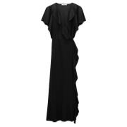 Dorothee Schumacher Wrap Beach Klänning V-ringad Midi Volang Black, Da...