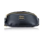 Miu Miu Läderkvinnors fanny pack med dragkedja Black, Dam