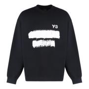 Y-3 Bomullssweatshirt med frampress Black, Herr