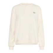 Saint Tropez Broderad Sweatshirt Ice Beige, Dam