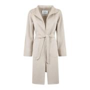 Max Mara Elegant Svart Kappkappa i Kashmir med Bälte Beige, Dam