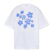 Marni T-shirt med blommigt motiv White, Dam