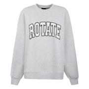 Rotate Birger Christensen Bomull Crewneck Sweatshirt med Broderi Gray,...