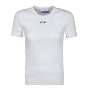 Off White Casual Bomull T-shirt för Män White, Dam